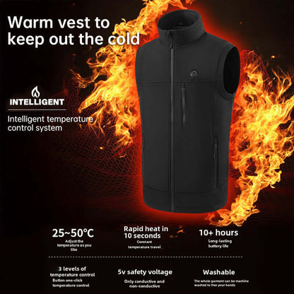 Electric Heated Vest - 9 Heat Zones, USB Rechargeable, Winter Warmth